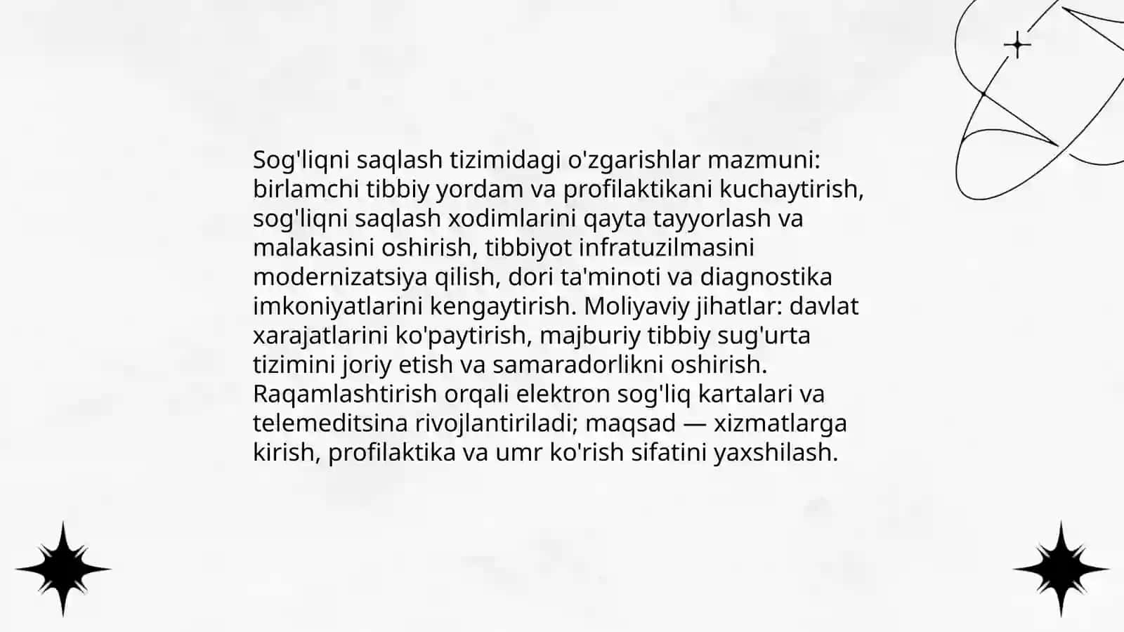 O‘zbekistonda ijtimoiy sohada amalga oshirilayotgan o‘zgarishlar mazmun va mohiyati 4