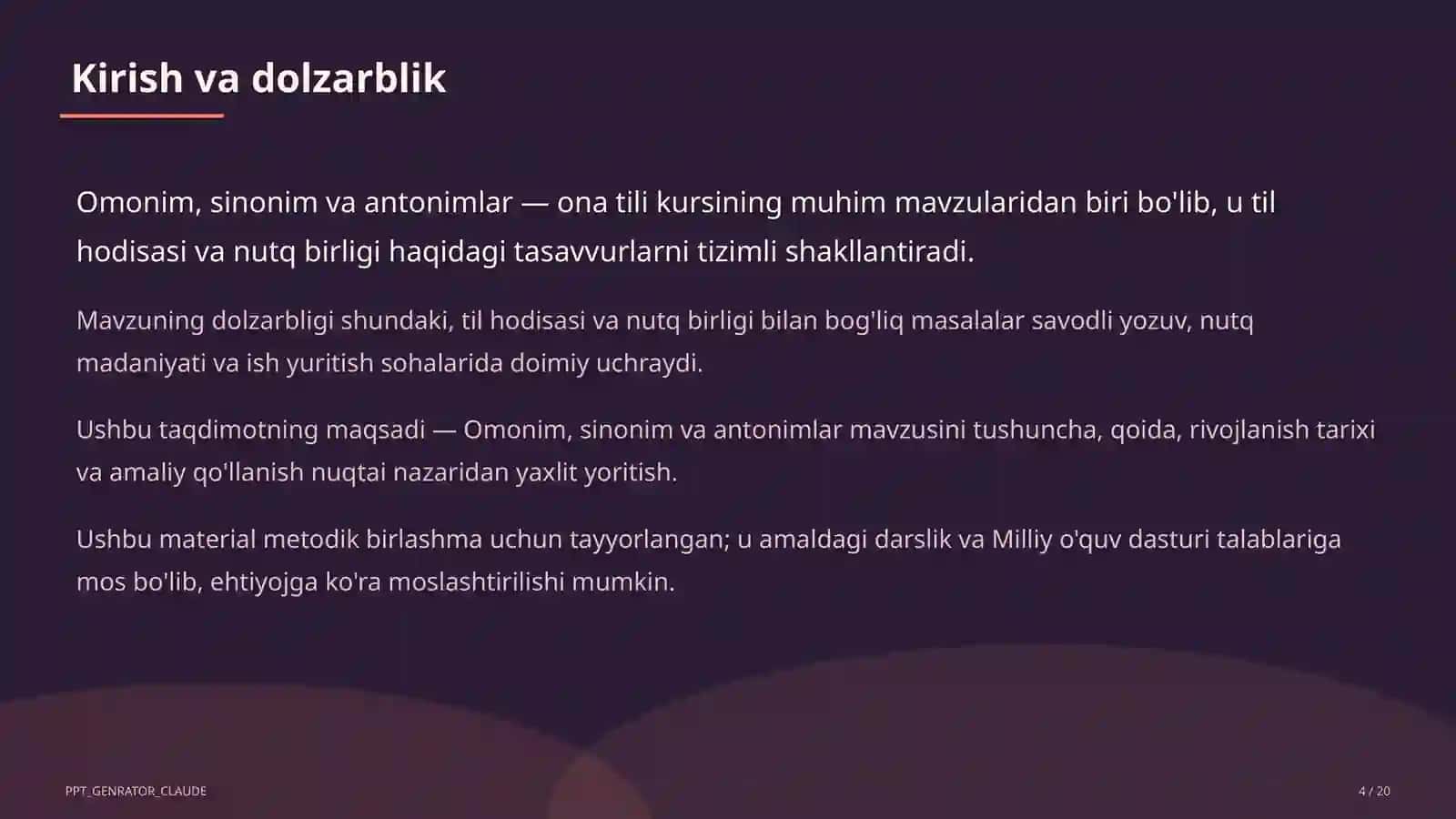 Omonim, sinonim va antonimlar (5-sinf) 4