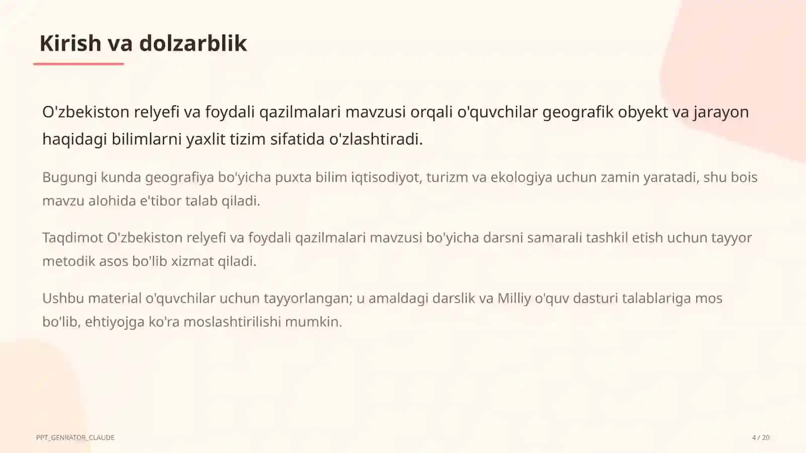 O'zbekiston relyefi va foydali qazilmalari (8-sinf) 4