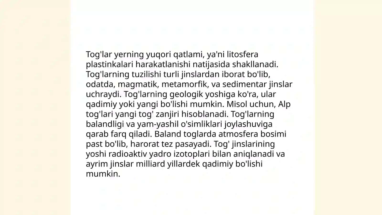 3 sinf Tabiiy fan Togʻlar va ularning boyliklari TIMSS asosida darsni tashkil etish 4