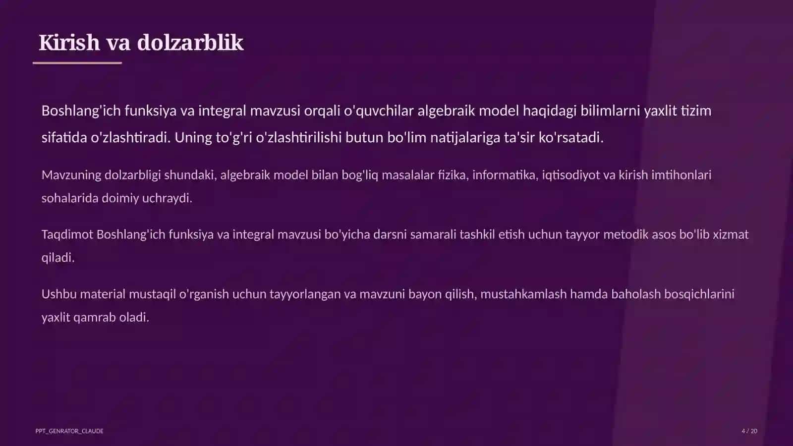 Boshlang'ich funksiya va integral (11-sinf) 4