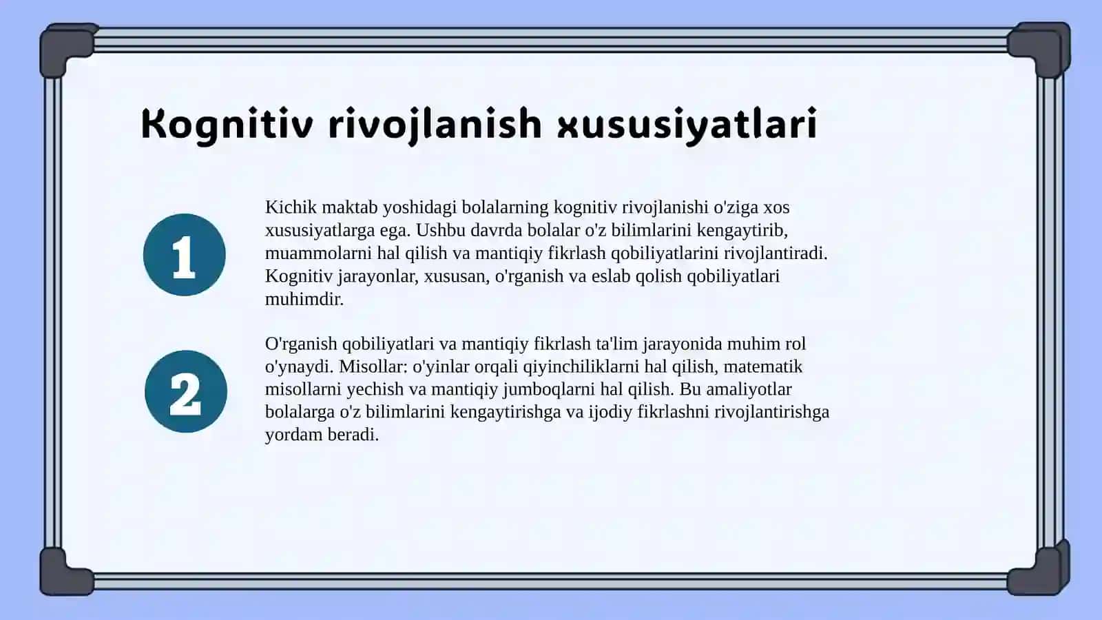 Kichik maktab yoshi davrida psixik rivojlanish xususiyatlari (TAQDIMOT) 4