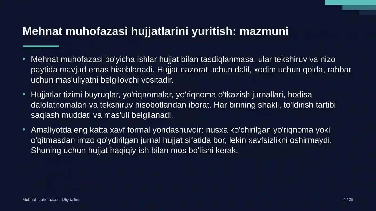 qorako'lchilikda mehnat muhofazasi hujjatlarini yuritish 1105 4