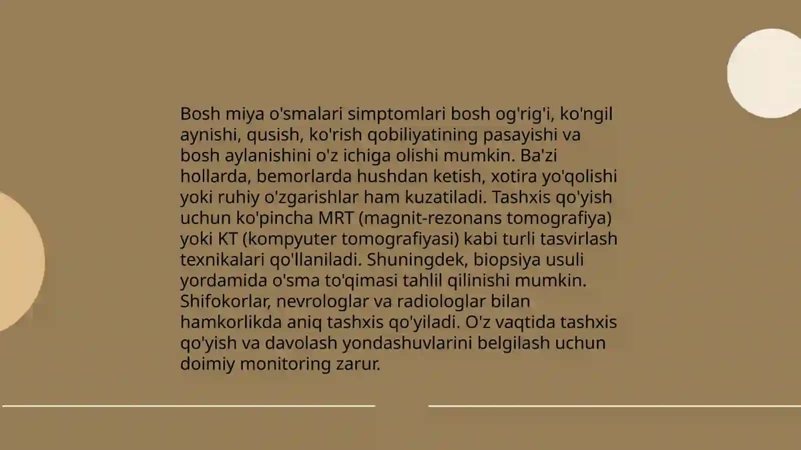 Saraton kasalliklari:Bosh miya o'smalari bilan og'rigan o'quvchilar bilan mashg'ulot o'tish tmoyillari 4
