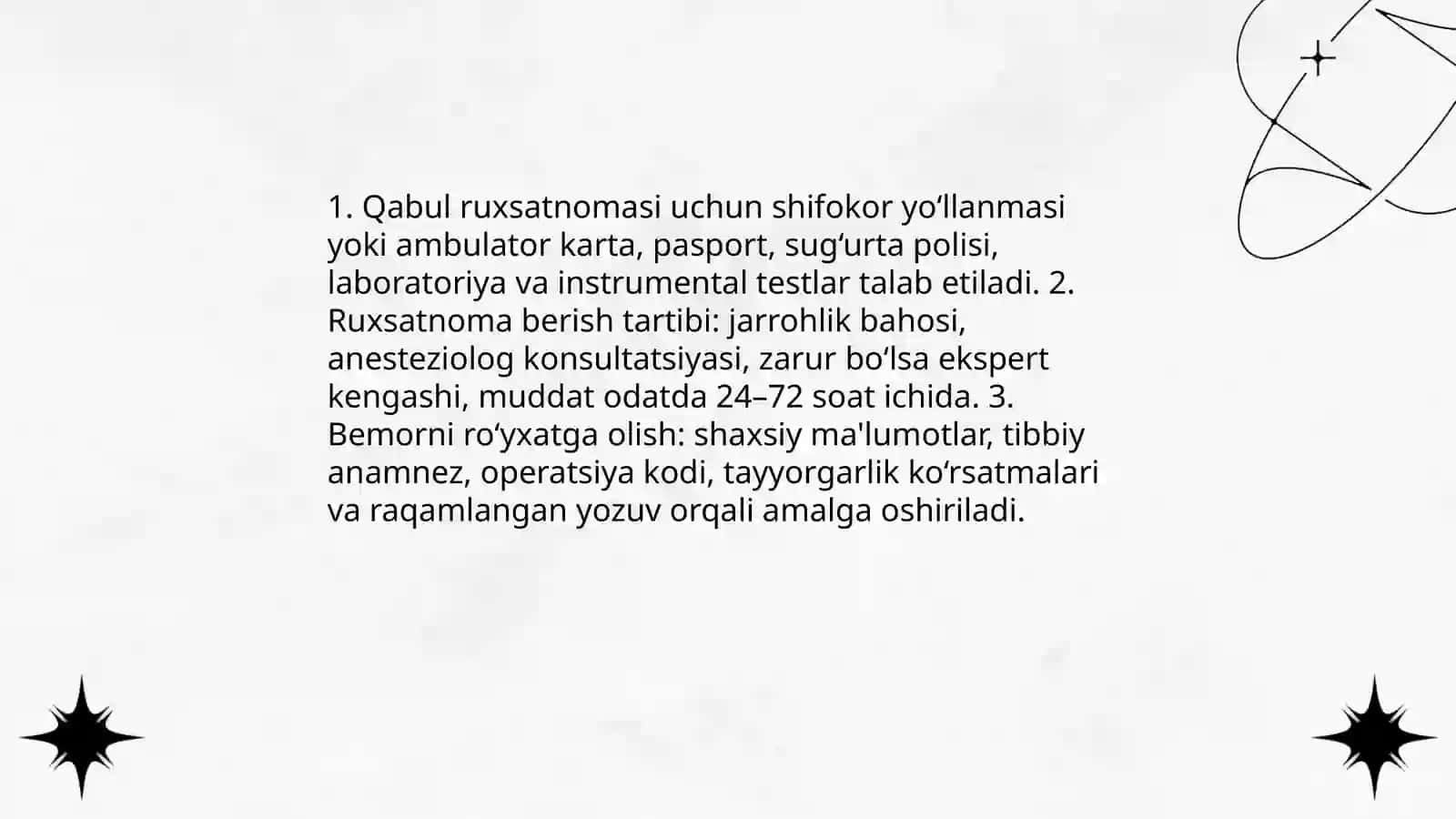 Xirurgik qabul bo'lim ishi va uni tashkil etish 4