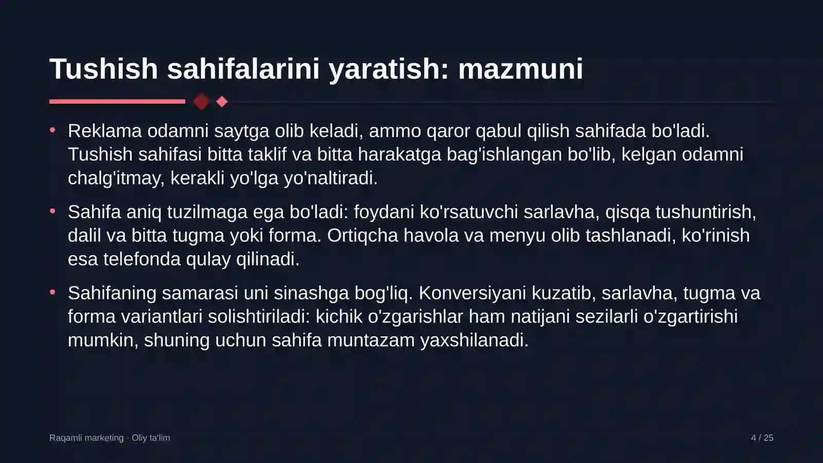 Raqamli MARKETING · OLIY TA'LIM 4
