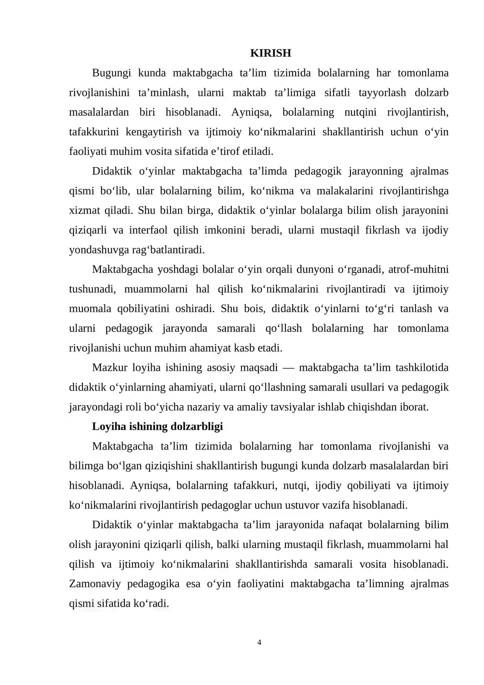 Maktabgacha ta’lim tashkilotlarida Didaktik o‘yinlarning bola shaxsini shaklantirishdagi o‘rni 4
