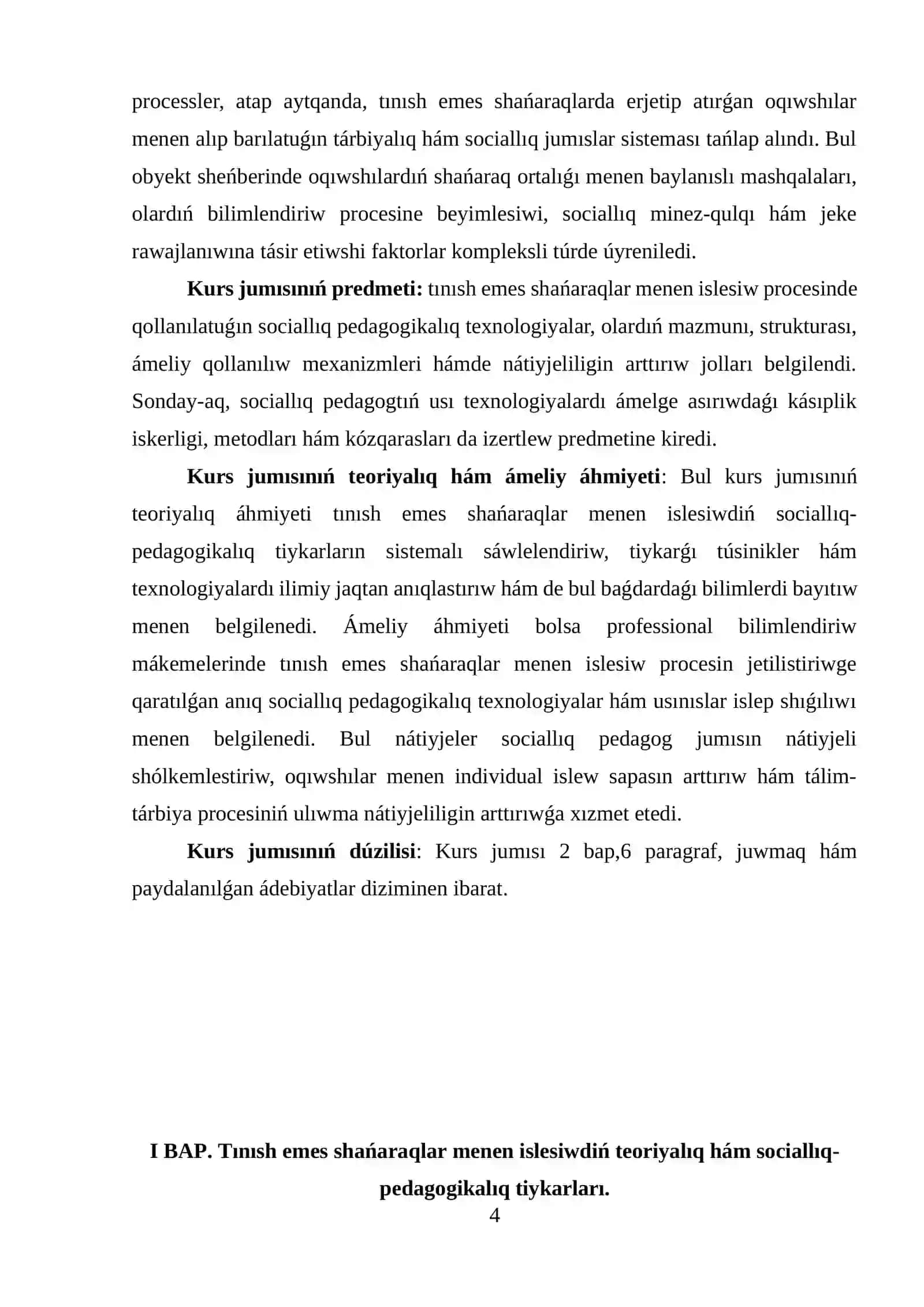 Tınısh emes shańaraqlar menen islesiwdiń ámeliy jaǵdayı hám onı jetilistiriw jolları 4