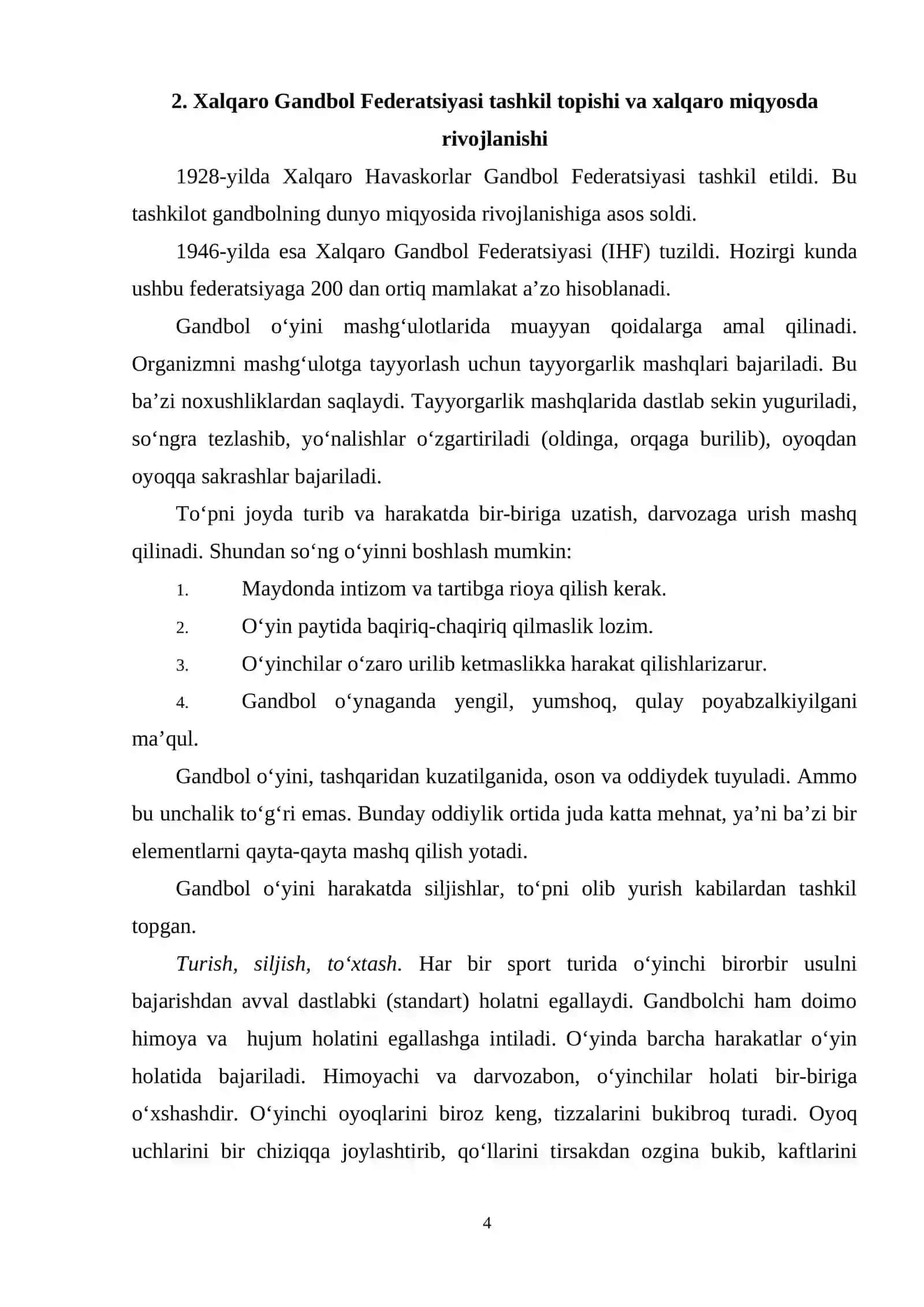 Gandbol o’yinining kelib chiqishi va rivojlanish bosqichlari 4