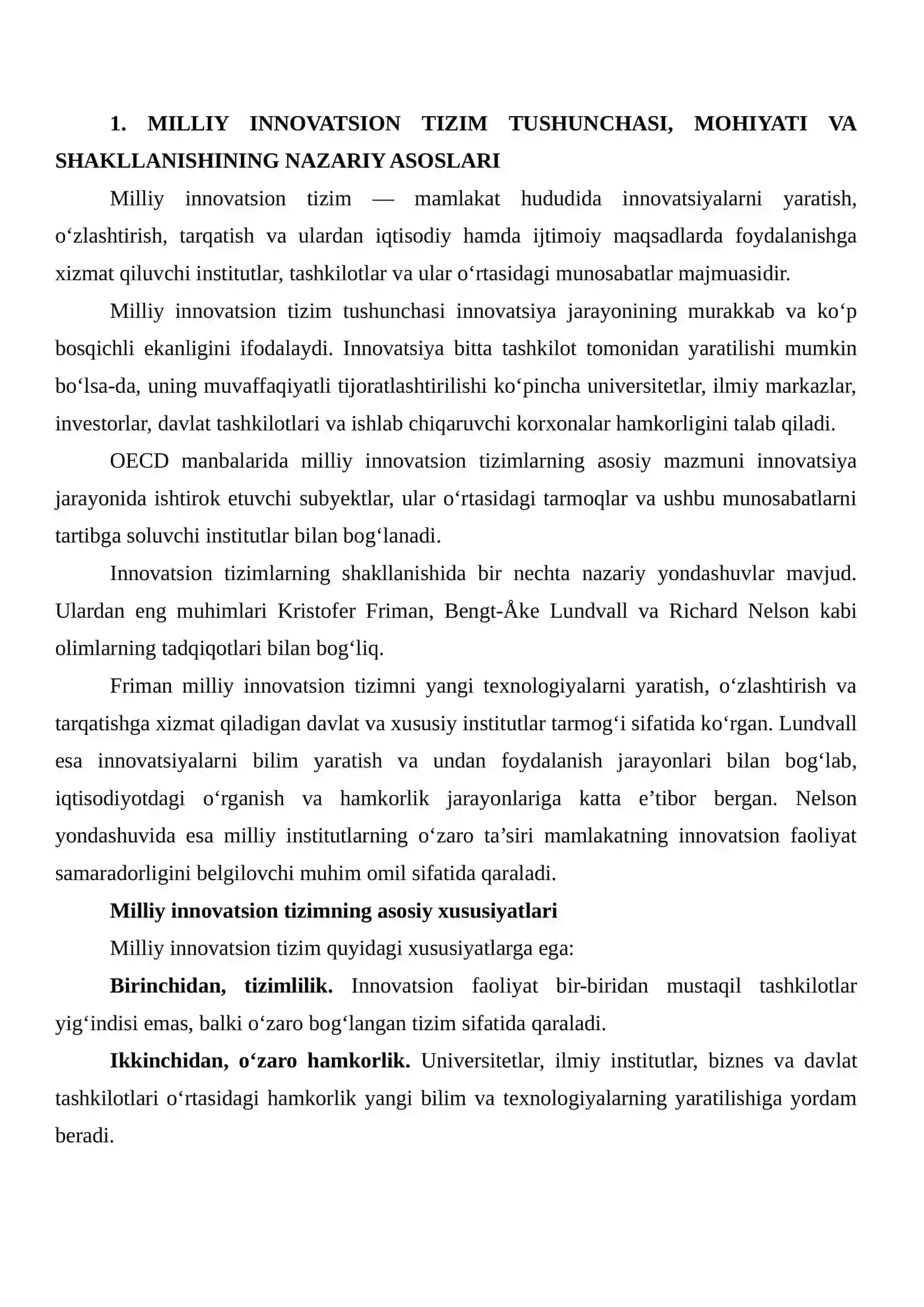 MILLIY INNOVATSION TIZIMLAR: SHAKLLANISHI, TUZILMASI VA RIVOJLANISH TENDENSIYALARI 4