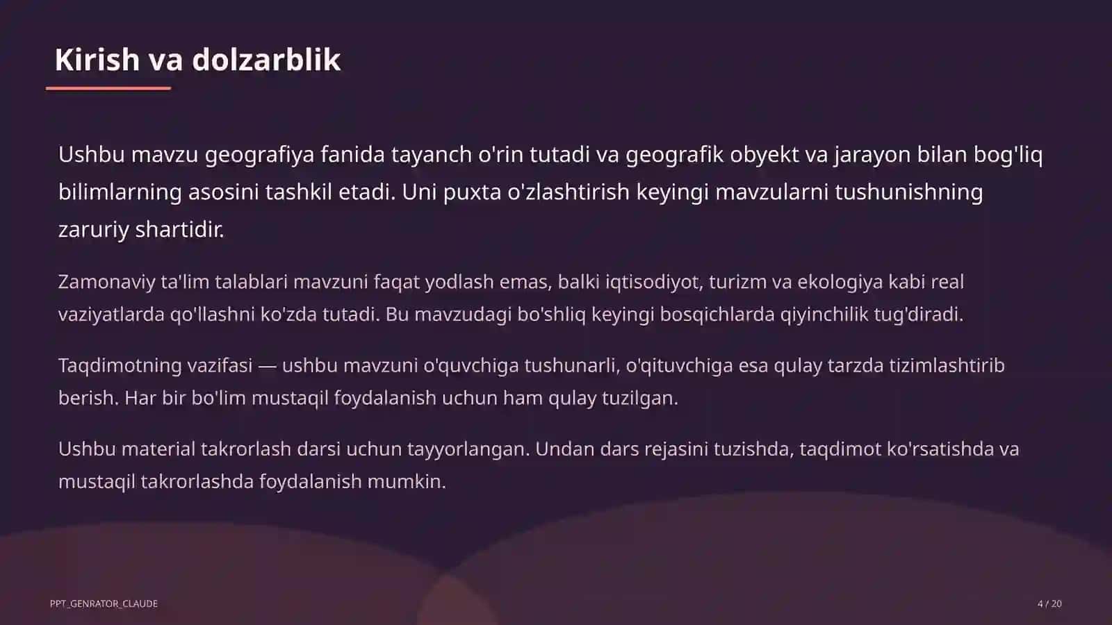 Turizm geografiyasi va O'zbekistonning turistik salohiyati (11-sinf) 4