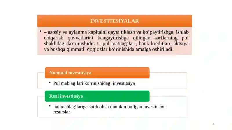 Investitsiyalarning mohiyati, grafigi va funksiyasi 4