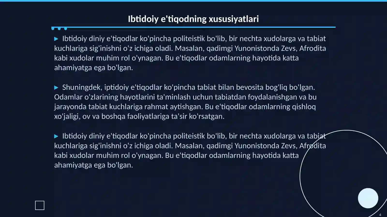Iptidoiy diniy qarashlar 4