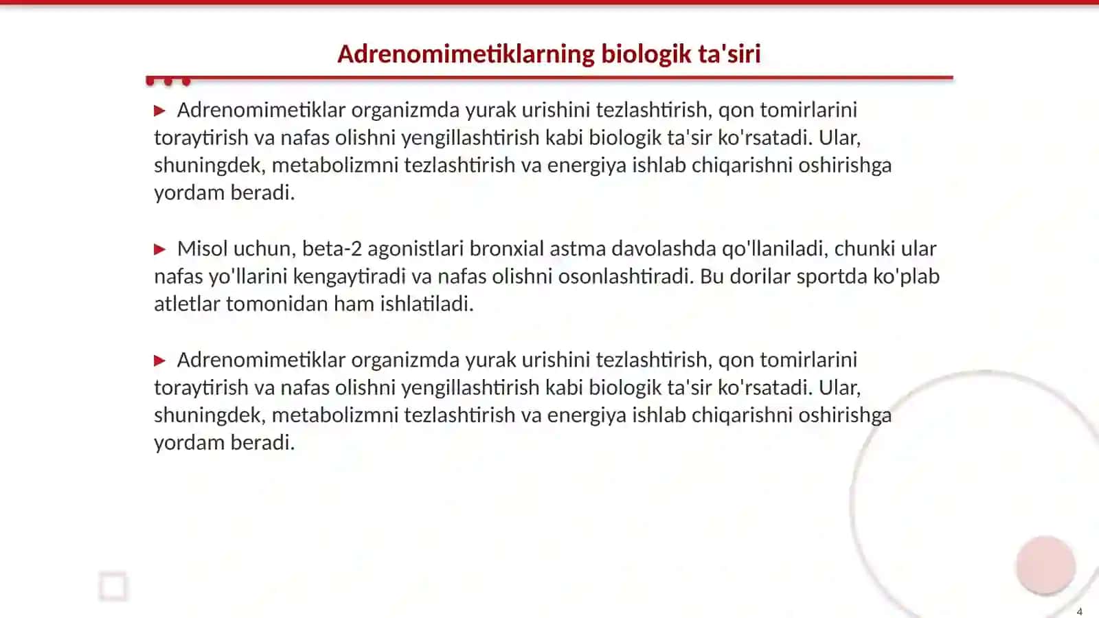 Adrenomimetiklar.Adrenoblokatorlar va simpotoliklar 4