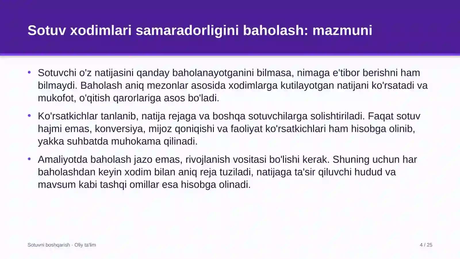 Lizing kompaniyalarida sotuv xodimlari samaradorligini baholash 4