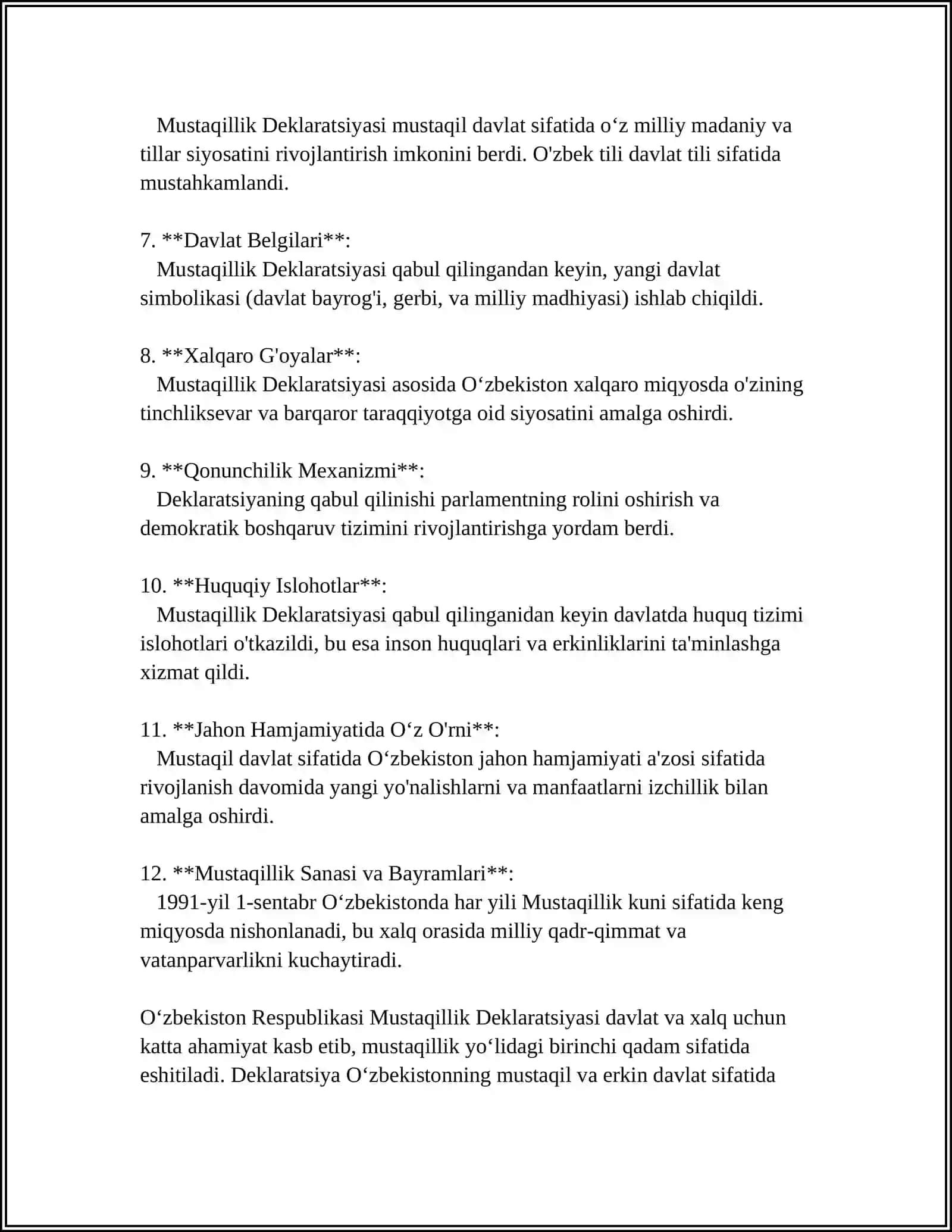 Oʻzbekistonning Mustaqillik Deklaratsiyasi 4