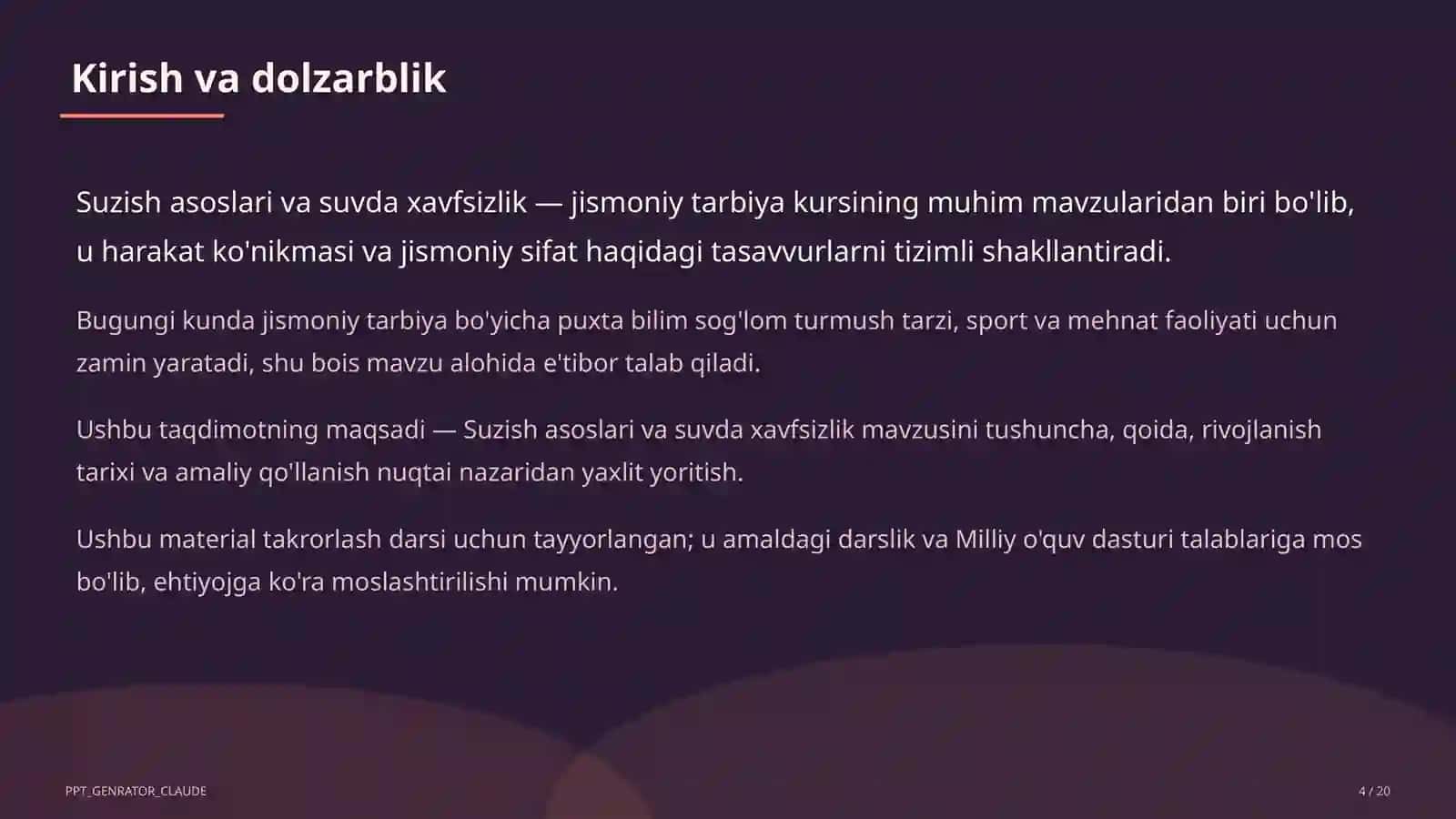 Suzish asoslari va suvda xavfsizlik (6-sinf) 4