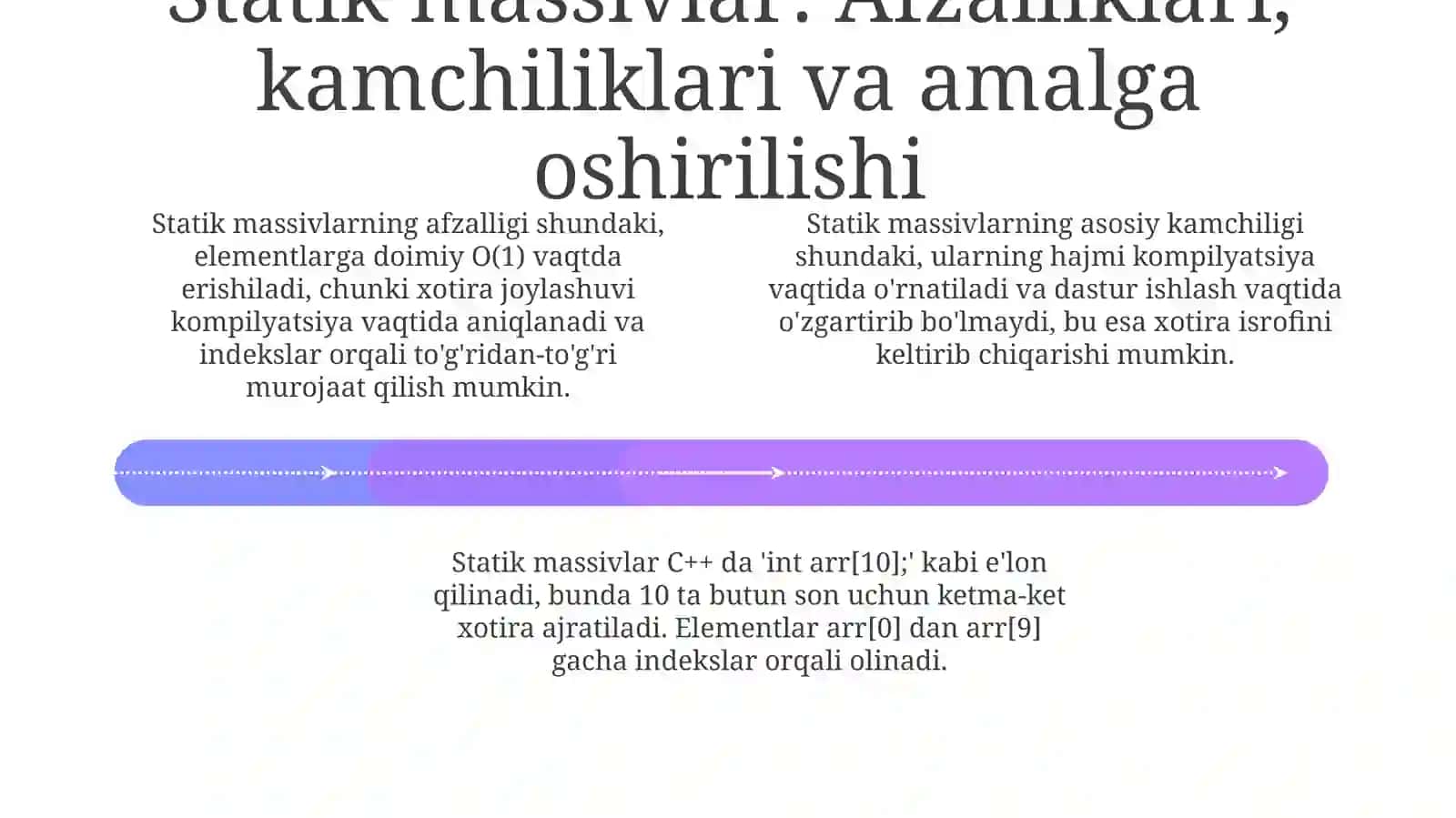 Chiziqli Ma'lumotlar Tuzilishi va Massivlar 4