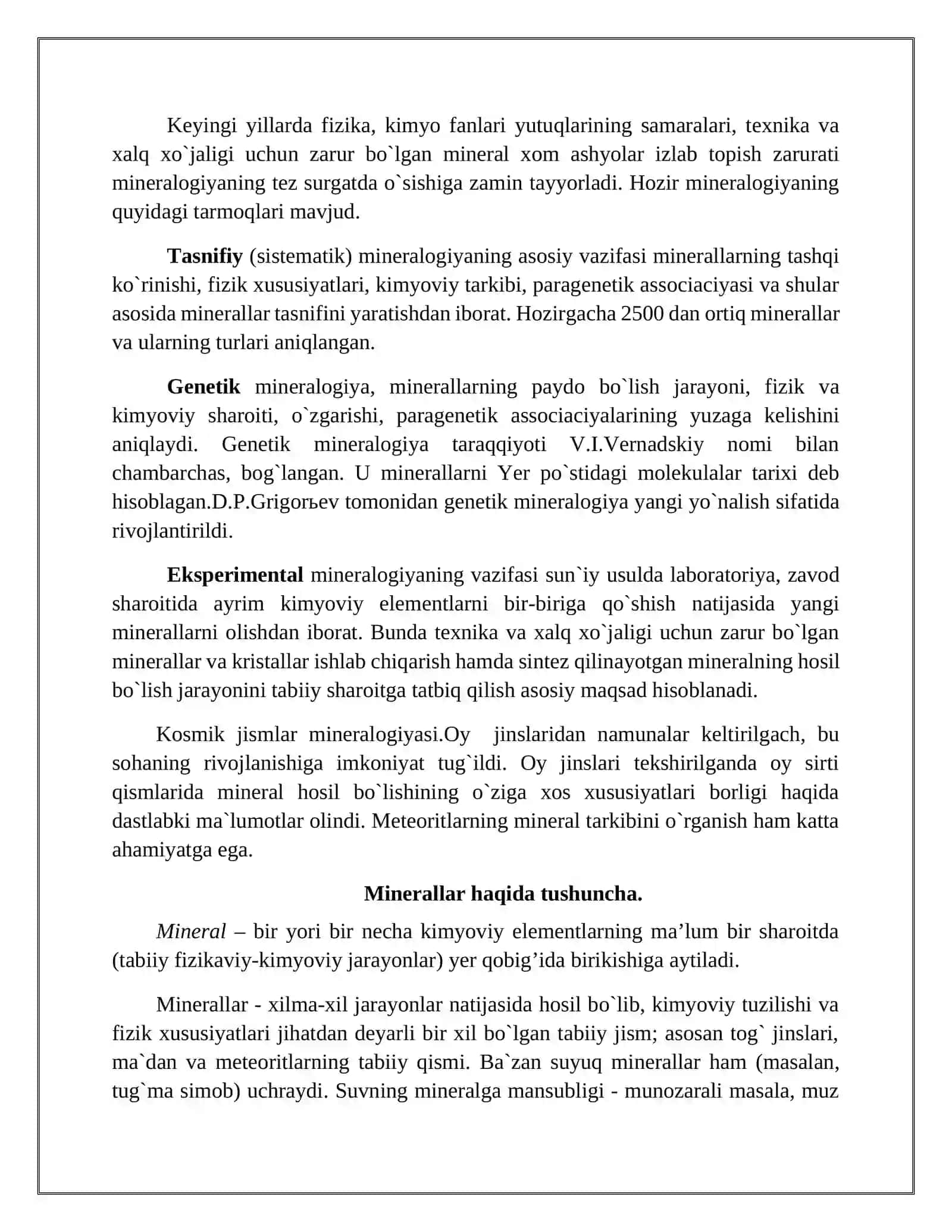 Mineralogiya. Minerallar to‘g‘risida umumiy ma’lumot 4