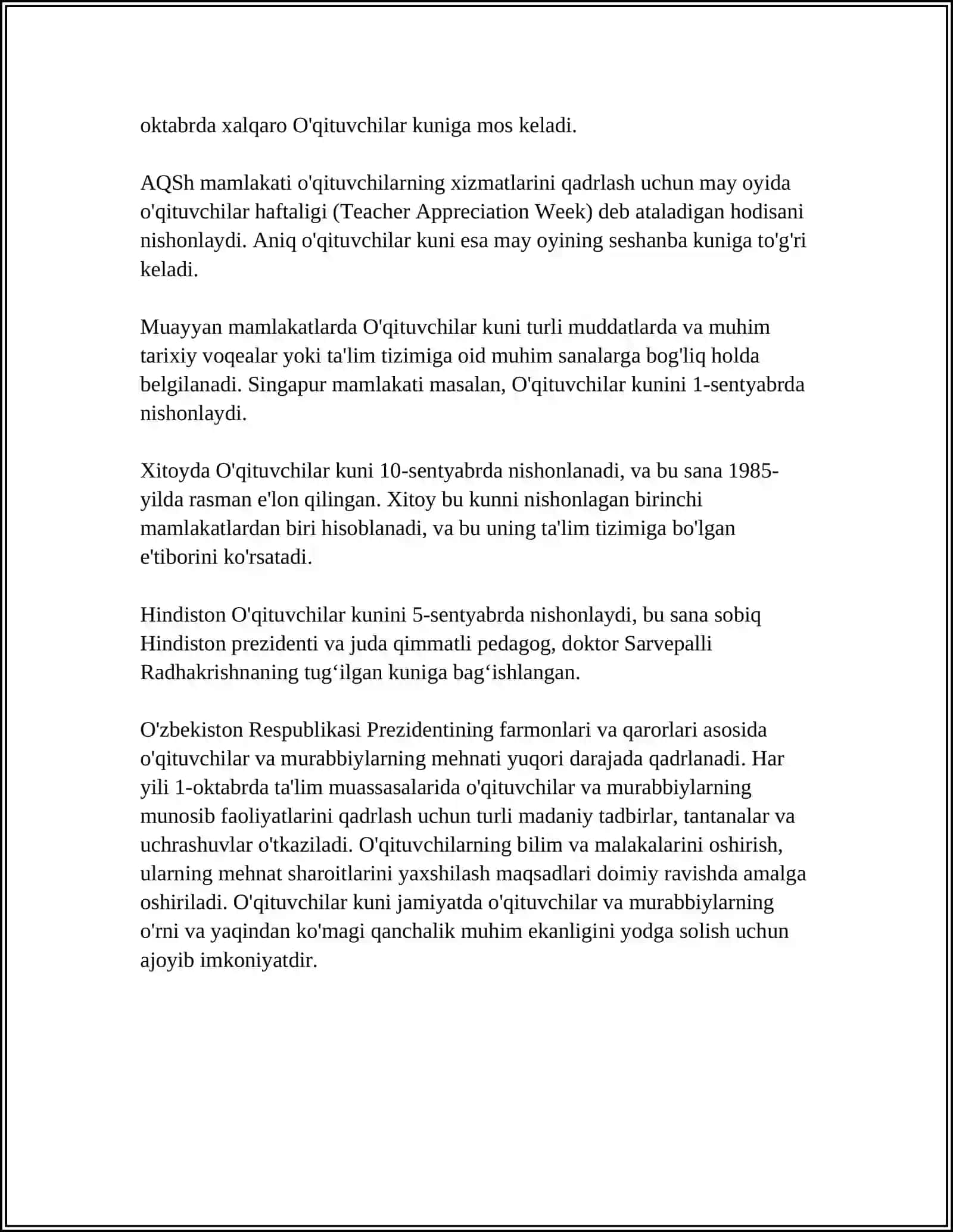1CHI OKTYABR OʻQITUVCHILAR MURABBIYLAR BAYRAMI 4