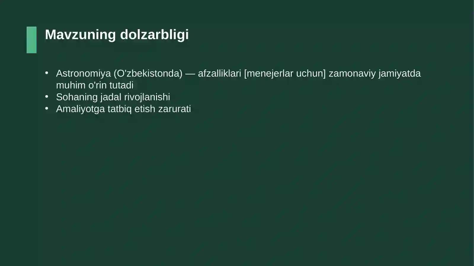 Astronomiya (O'zbekistonda) — afzalliklari [menejerlar uchun] 4