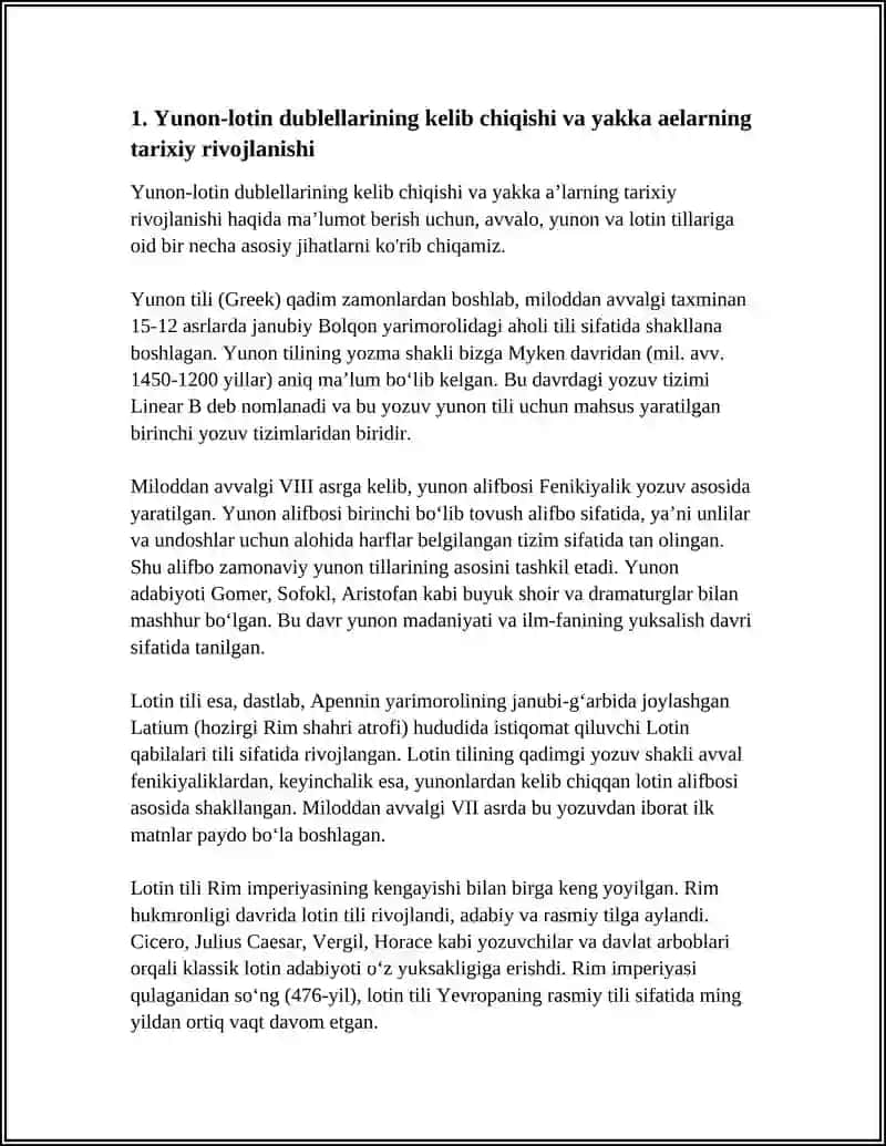 YUNON-LOTIN DUBLETLARI VA YAKKA AELAR.TURLI FIZIK XUSUSIYAT,SIFAT,MUNOSABAT VA BOSHQA BELGILARNI IFODALOVCHI YAKKA AELAR 4