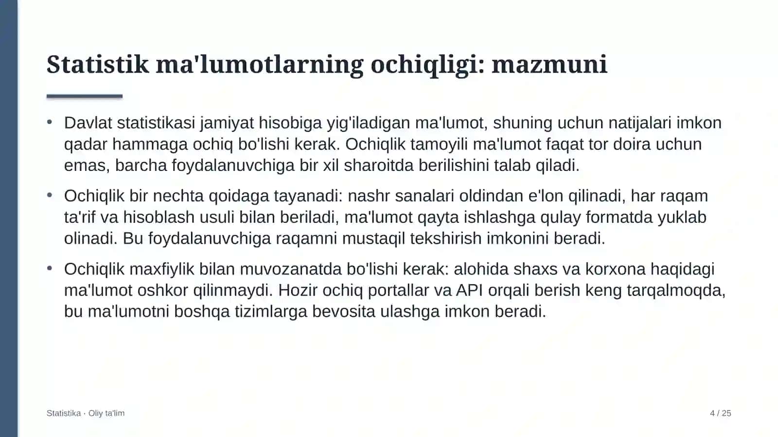 Aqlli shahar loyihalarida statistik ma'lumotlarning ochiqligi 4