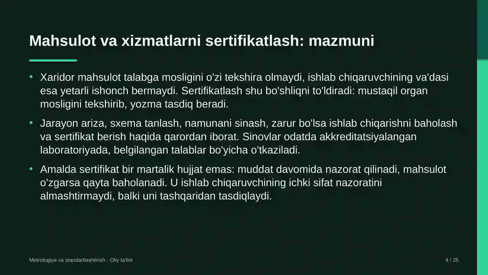 Metrologiya va standartlashtirish · Oliy ta'lim 4