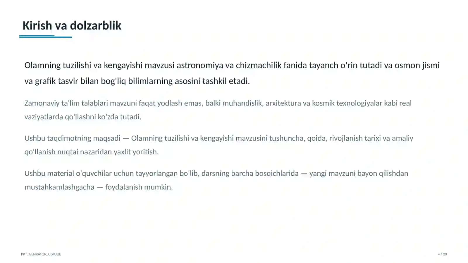Olamning tuzilishi va kengayishi (11-sinf) 4