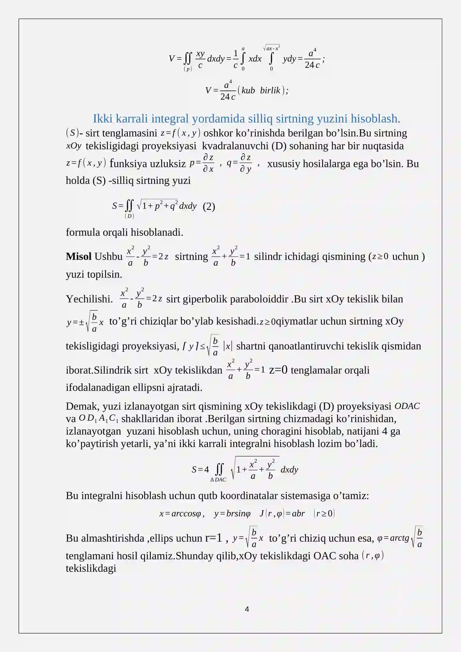 Aniq va amaliy fanlar fakulteti matematika va informatika 4