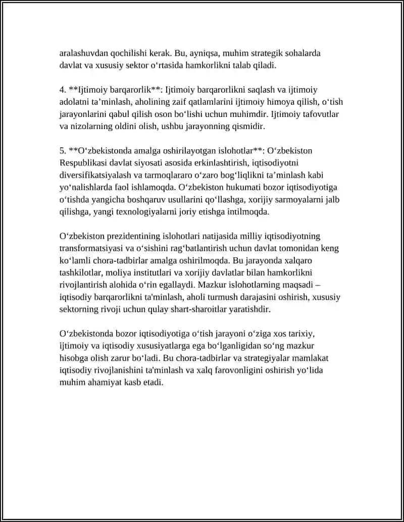 Bozor Iqtisodiyotiga O‘tish 4