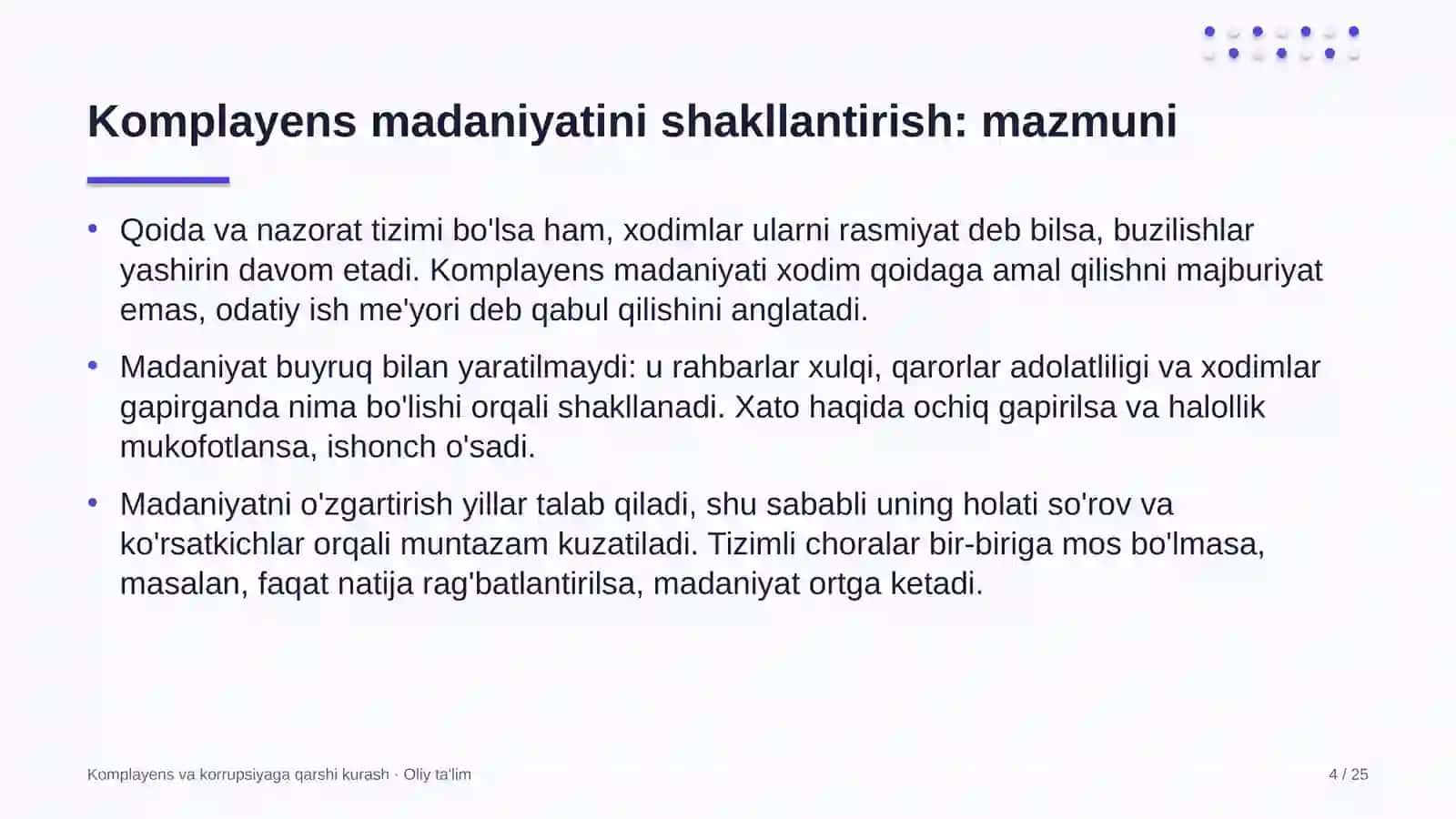 Keytering xizmatida komplayens madaniyatini shakllantirish 4