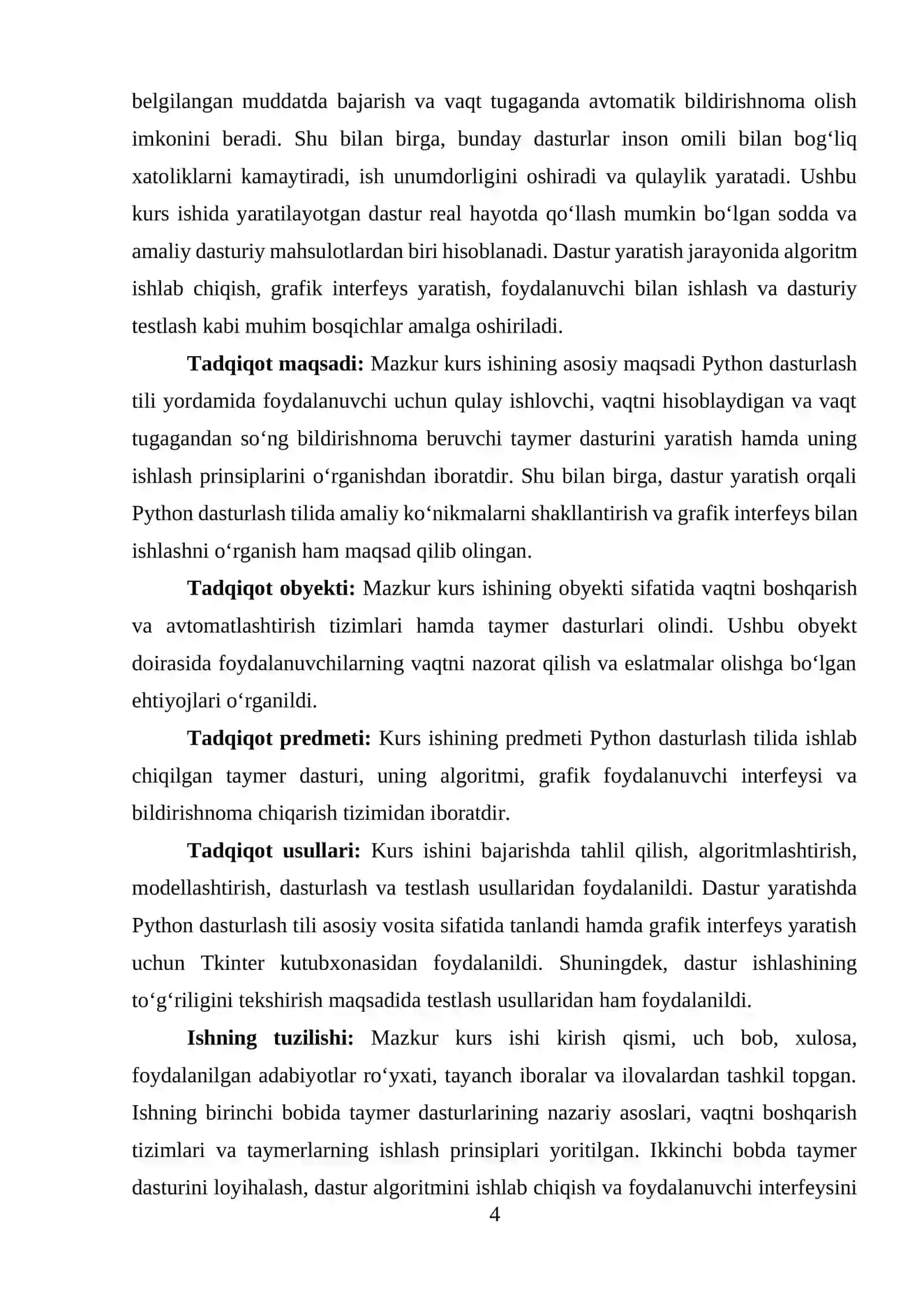 Taymer dasturini loyihalash va algoritmi 4