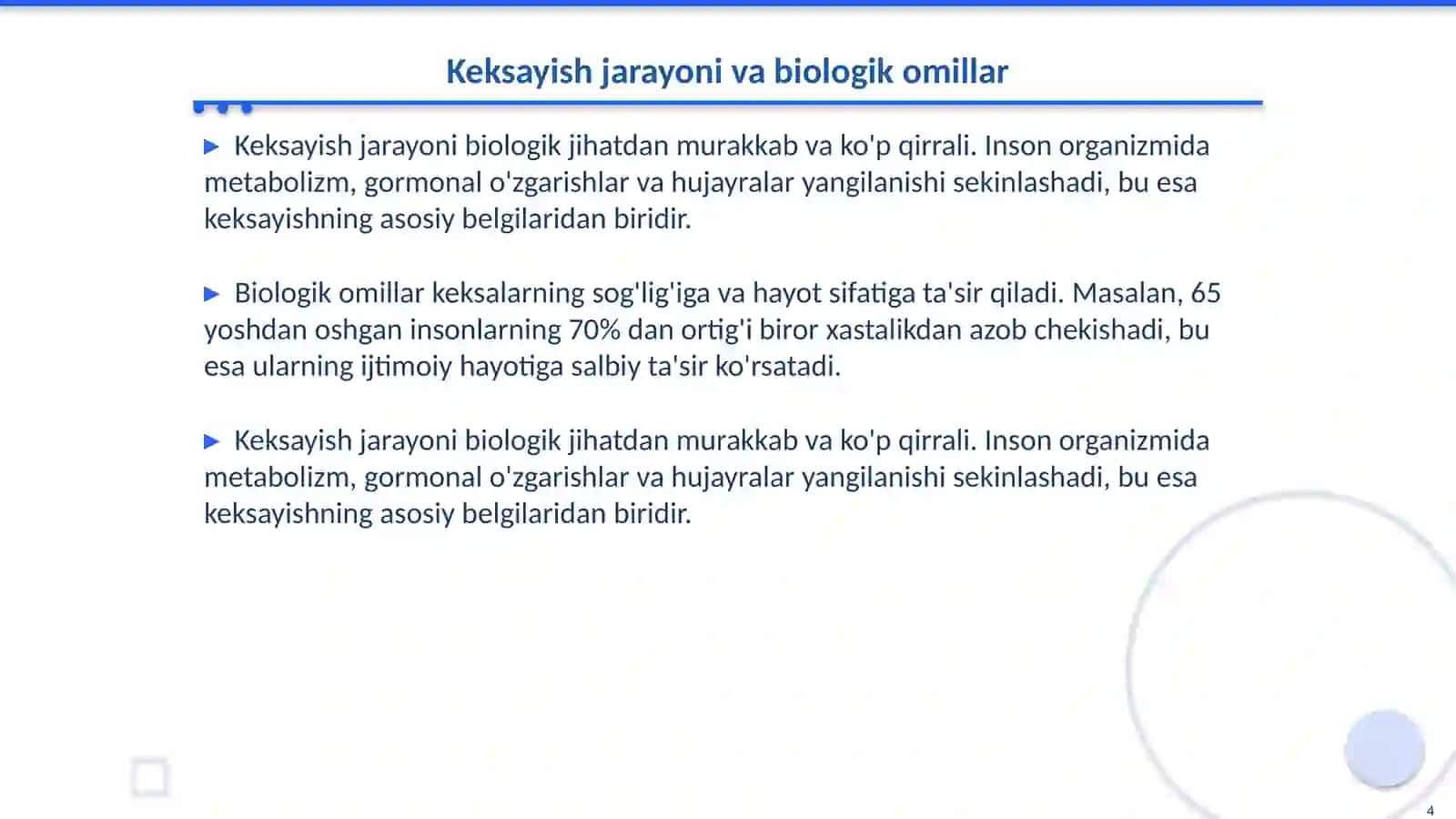 Keksalik bioijtimoy hodisa sifatida 4
