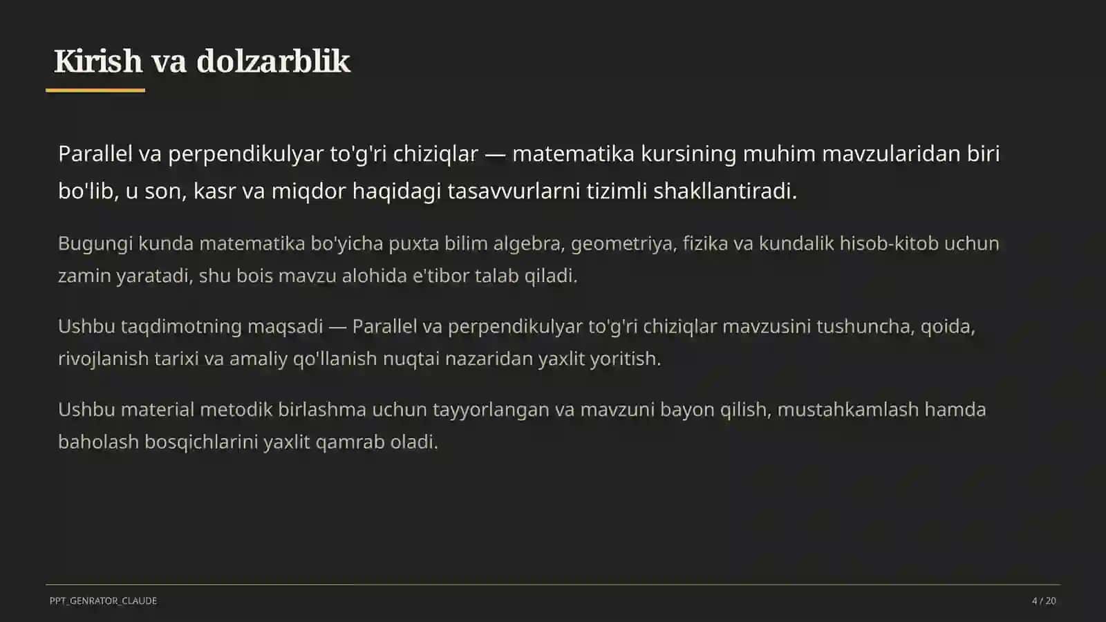 Parallel va perpendikulyar to'g'ri chiziqlar (6-sinf) 4