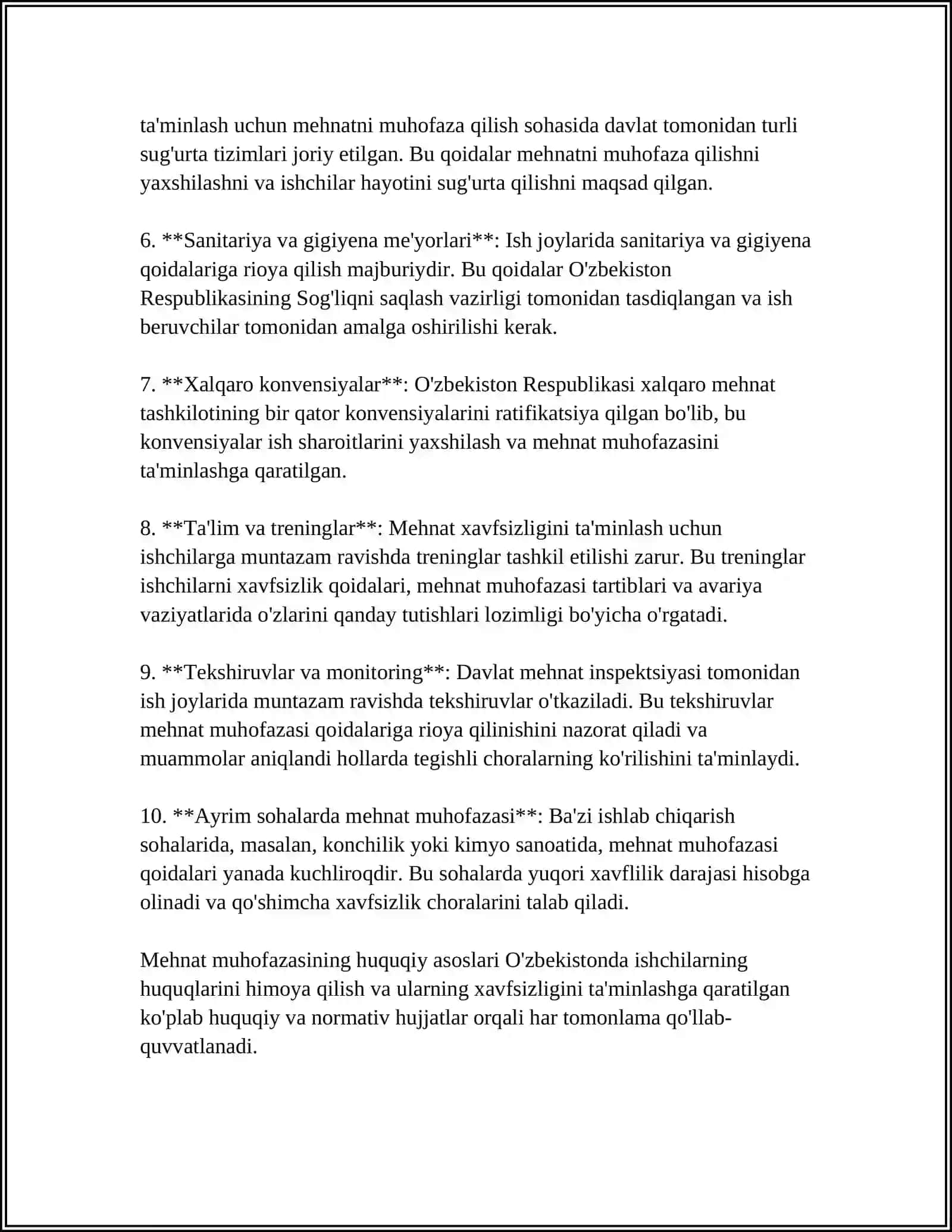 MEHNATNI MUHOFAZA QILISH VA MEHNAT XAVFSIZLIGINI TAʼMINLASH 4