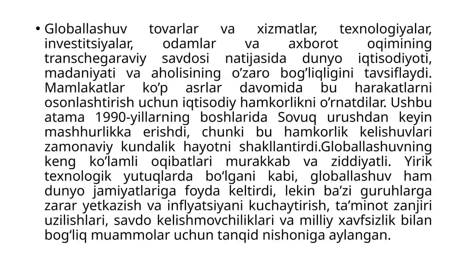 Globallashuv jarayonlarining yuzaga kelishi va unda xalqaro tashkilotlarning o’rni 4