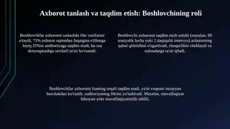 Teleboshlovchi tomoshabin dunyoqarashini shakllantiruvchi sifatida 4