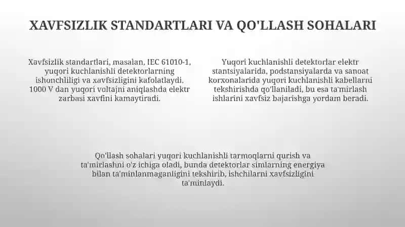 1000V dan yuqori kontaktsiz kuchlanish ko'rsatgichlari 4