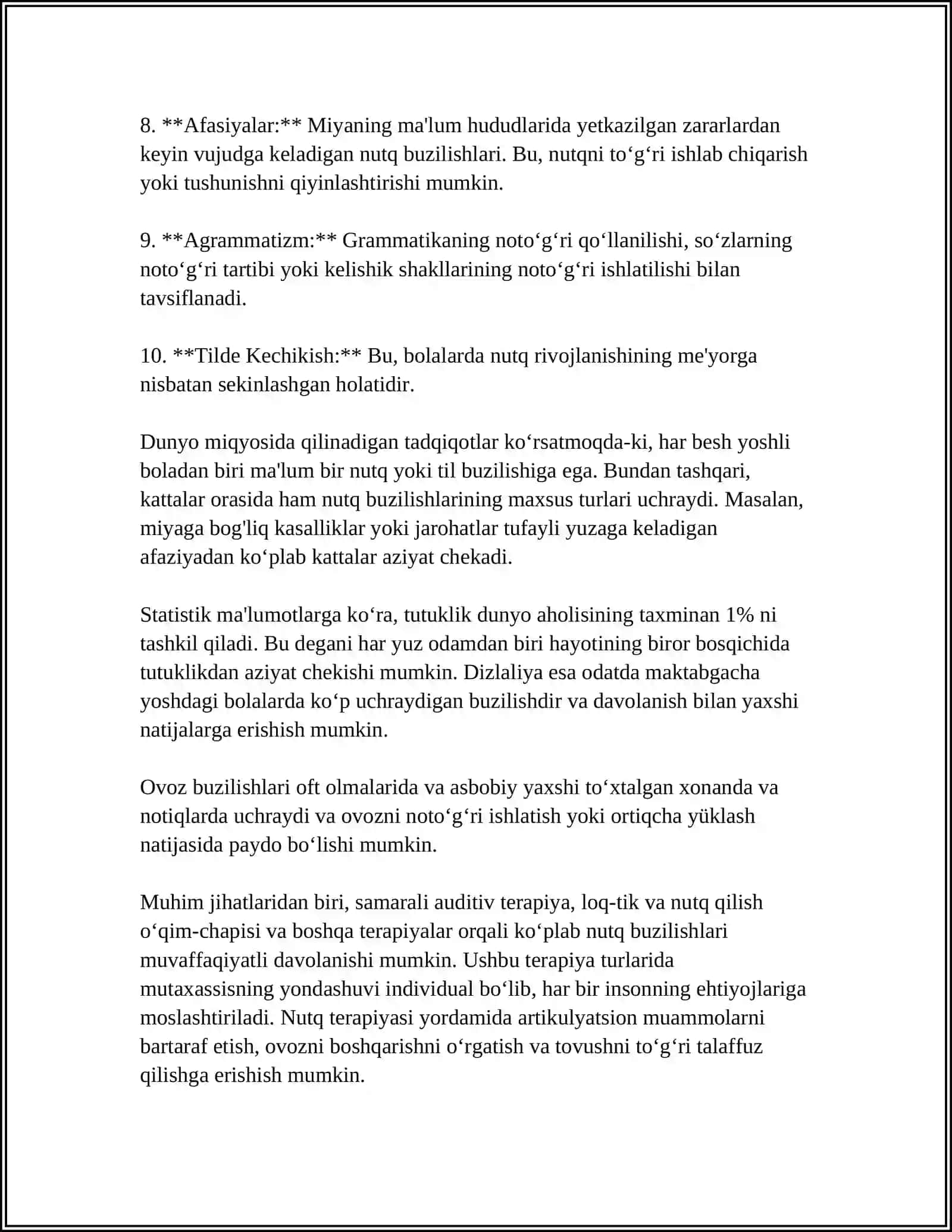 SISTEMALI NUTQ BUZILISHLARI BO'LGAN BOLALARNING PSIXOLOGIK XUSUSIYATLARI. ULARNI TEKSHIRISH VA KORREKSIYALASH 4