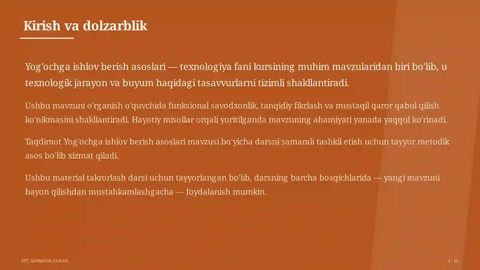 Yog'ochga ishlov berish asoslari (5-sinf) 4