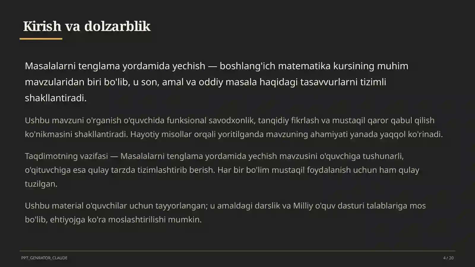 Masalalarni tenglama yordamida yechish (3-sinf) 4