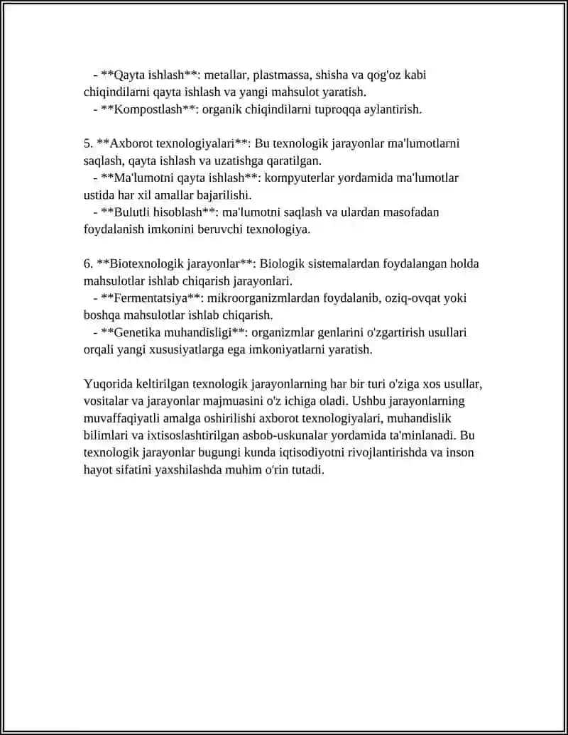 TEXNOLOGIK JARAYON STRUKTURALARINI ÓRGANISH 4