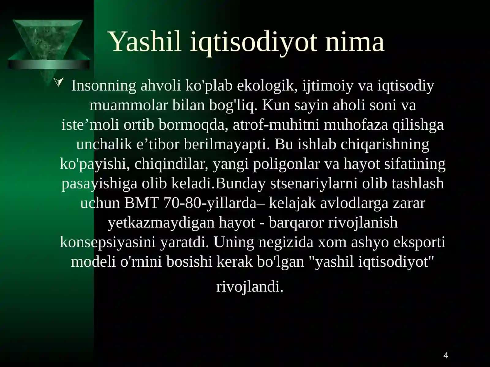 Яшил иқтисодиётнинг предмети 4