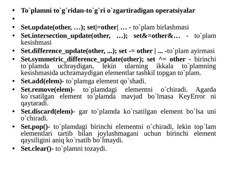 SET (TO’PLAM) 4