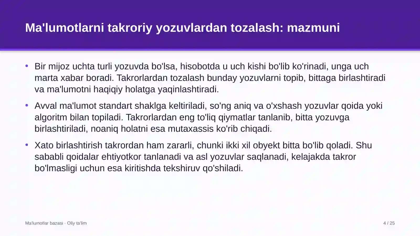 tom yopish ishlarida ma'lumotlarni takroriy yozuvlardan tozalash 9633 4