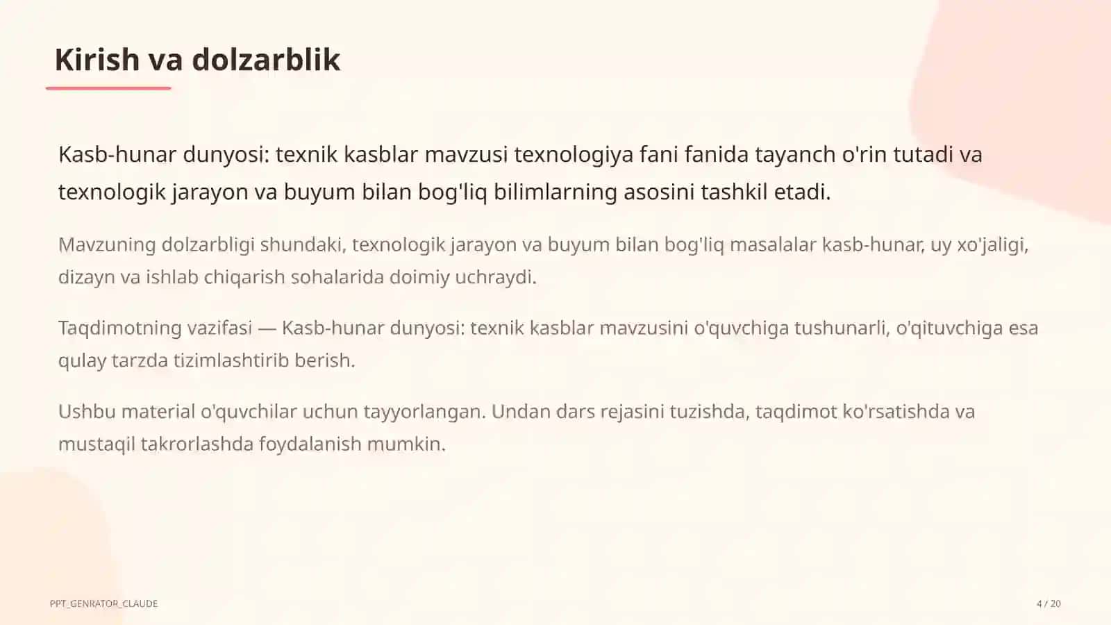 Kasb-hunar dunyosi: texnik kasblar (9-sinf) 4
