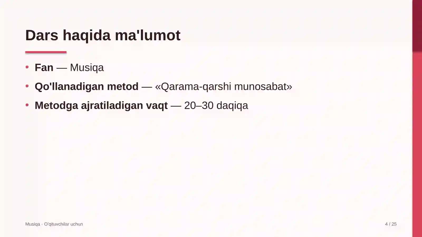 musiqa darslarida qarama qarshi munosabat metodidan foydalanish 4969 4