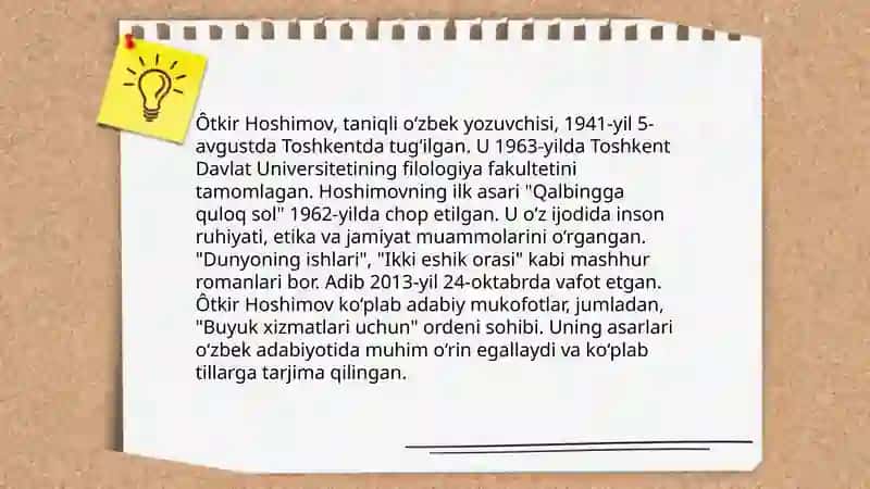 Ôtkir Hoshimov - "Urushning sônggi qurboni " 4
