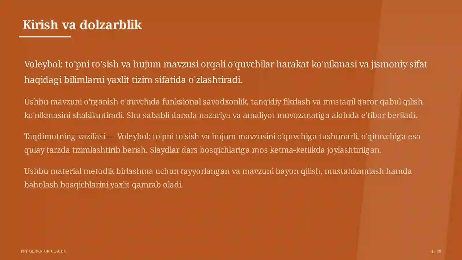 Voleybol: to'pni to'sish va hujum (7-sinf) 4